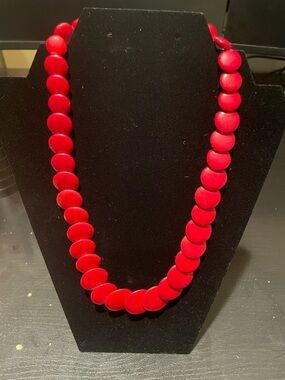 Red Howlite Disc Necklace - Women Jewelry
